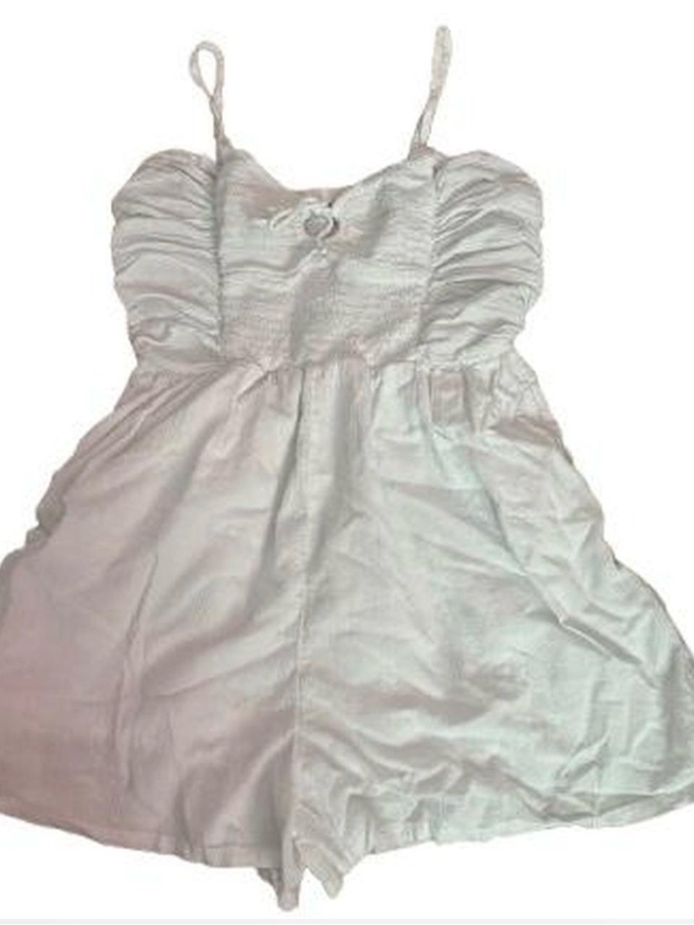 aerie White Ruched Strapless Romper